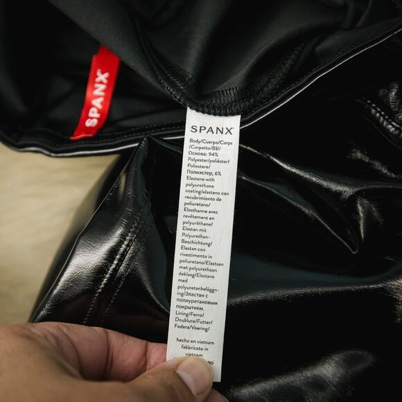 Spanx Size Small S SpanxShape Black Faux Patent Leather High Waist Leggings NEW - Picture 7 of 8